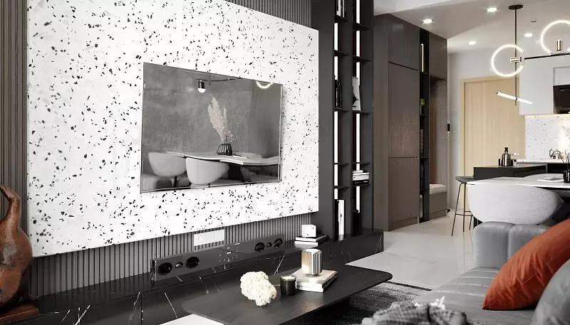 Thiết kế liên kết giữa không gian phòng khách và phòng bếp
